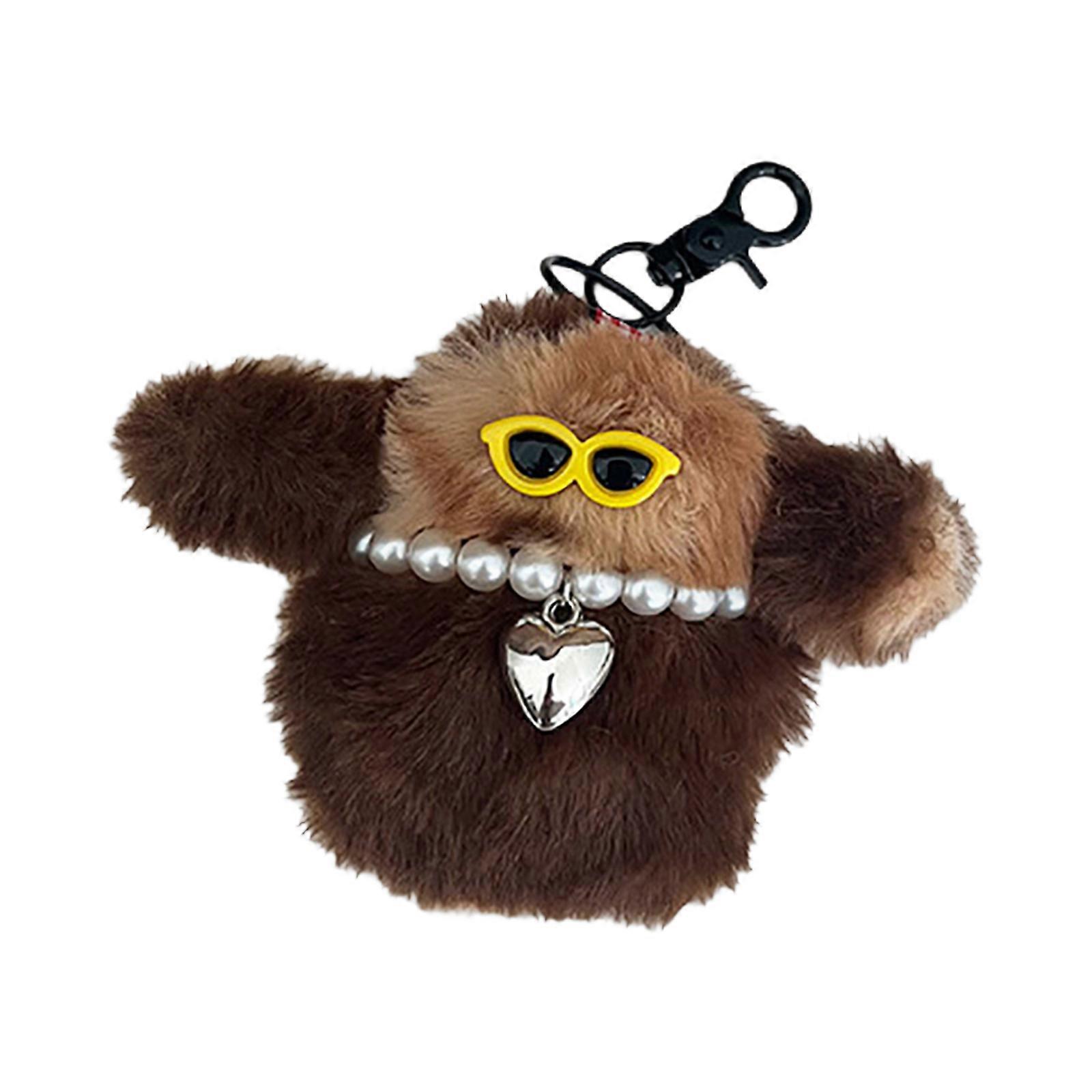 Plush Sunglasses Dog Dolls Bag Pendants Bag Charm Plush Keychain Plush Material Backpack Pendant Key Holder for Bag Key