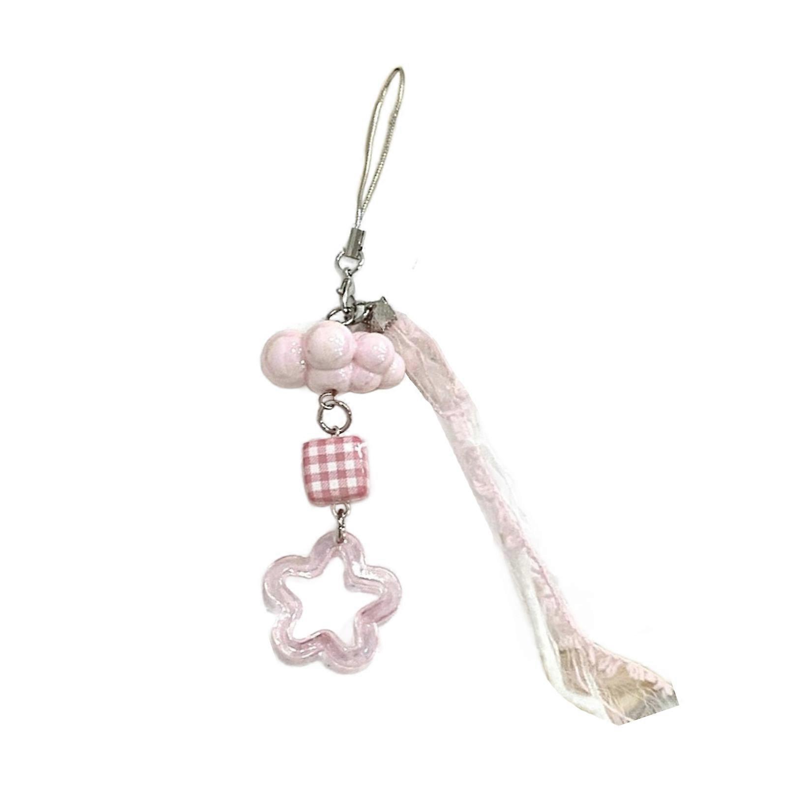 Fashion Butterfly Heart Bead Hangings Pendant Cute Phone Strap Bag Decoration Portable Hangings Lanyard for Girls Women