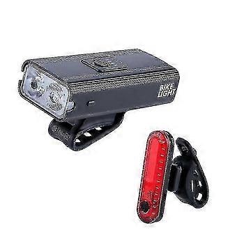USB Rechargeable LED Bicycle Light Set with Electric Display and Red Warning Lights