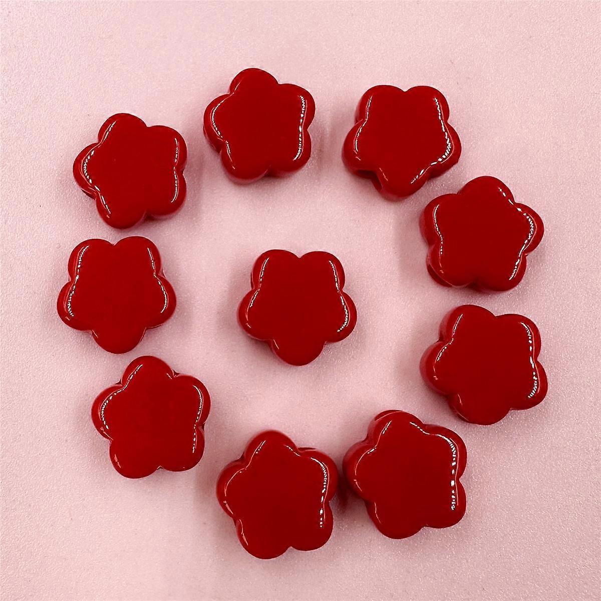 20Pcs 14.5mm Acrylic Loose Beads Jewelry Accessories Flower Solid Color Earrings Materials Necklace DIY Making Bracelet Mobile Phone Chain