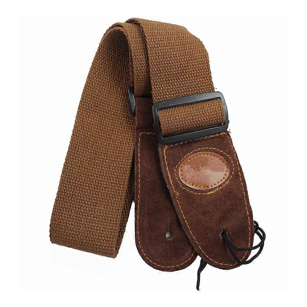 Coffee Adjustable Leather ends Guitar Strap For Electric Acoustic GuitarBass