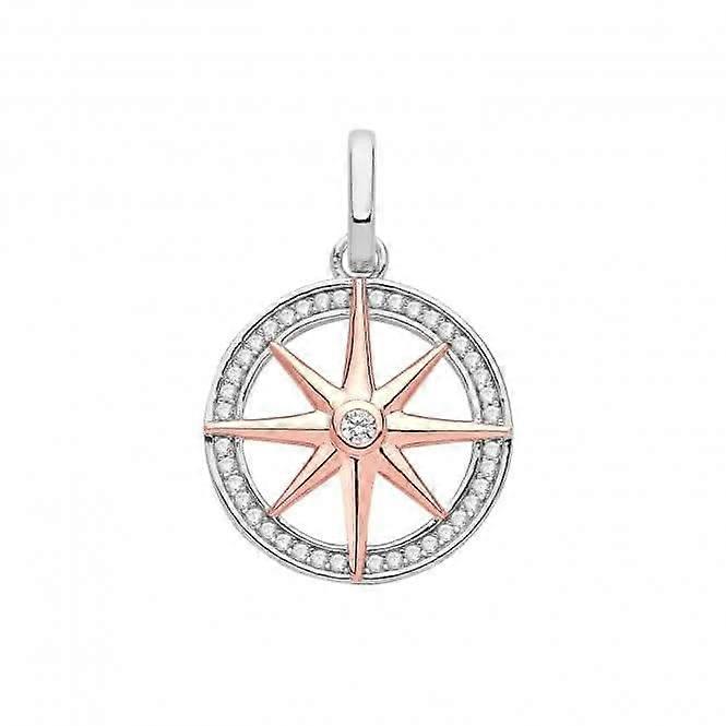 Acotis Silver Pendant Rhodium And Rose Gold Plated Wind Rose G61114R