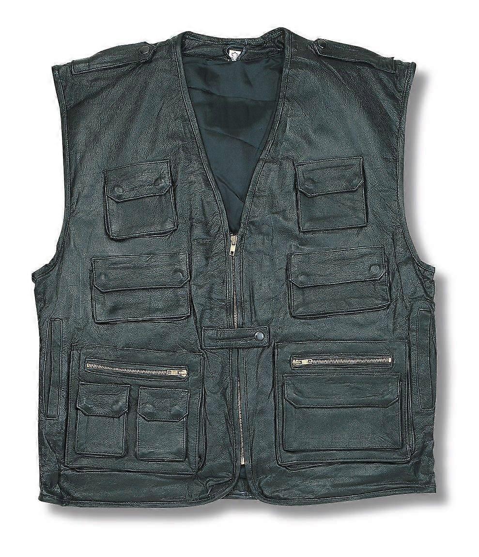 Multi Pocket Multi Functional Leather Waistcoat