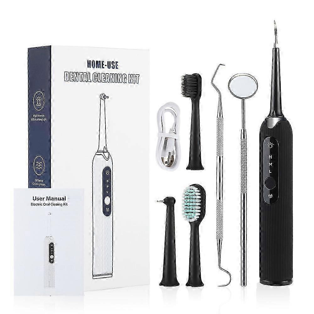 Dental Calculus Eliminator Kit for Teeth Cleaning - Plaque and Tartar Remover with LED Light and 5 Variable Settings