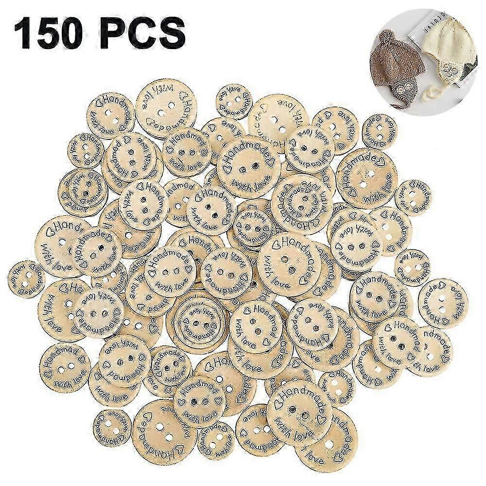 2025 Nye ooden-knapper, 150 stk, håndlagde treknapper