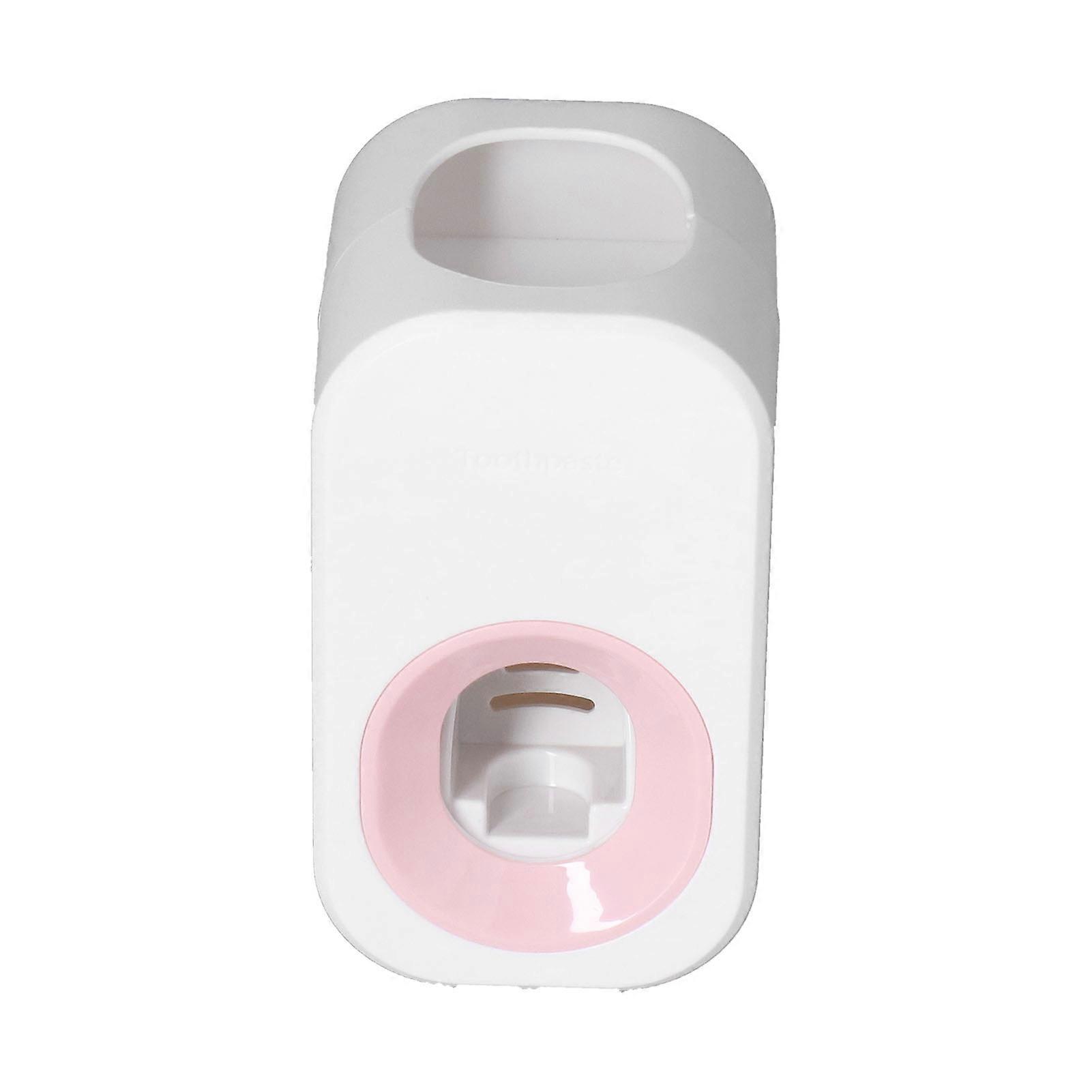 Automatic Dispenser ABS Wall Mounted Toothpaste Squeezer Device for Home Bathroom Use(White Pink )
