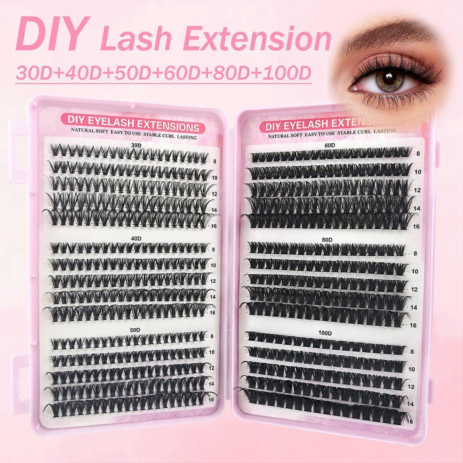 DIY Lash Extensions Kit  Volume Fans from 30D to 100D with Mixed Lengths 816mm  Soft Natural Cluster Eyelashes for Daily and Salon Use