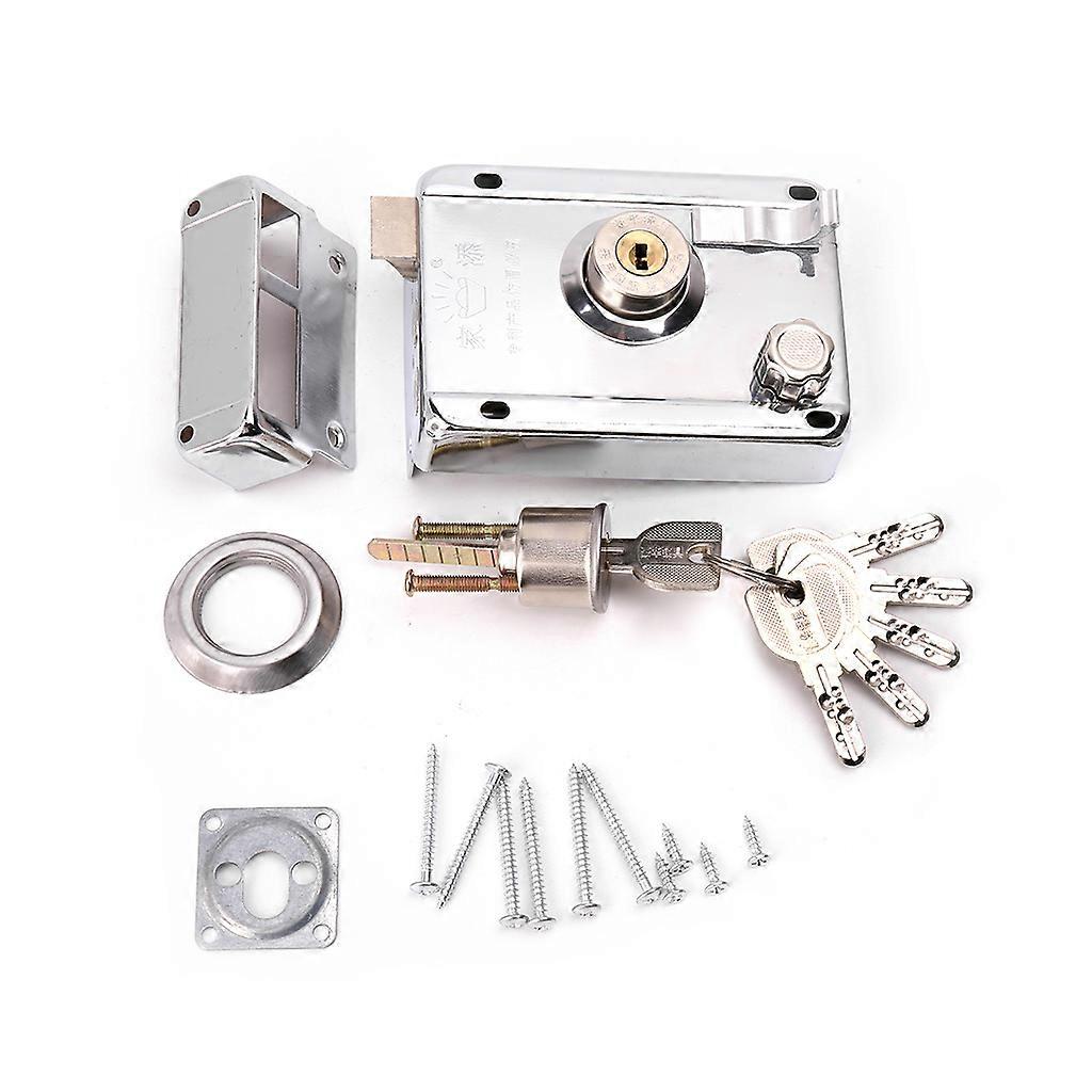 Exterior Door Lock Kit Security Anti-theft Locks With Multiple Insurance Silver