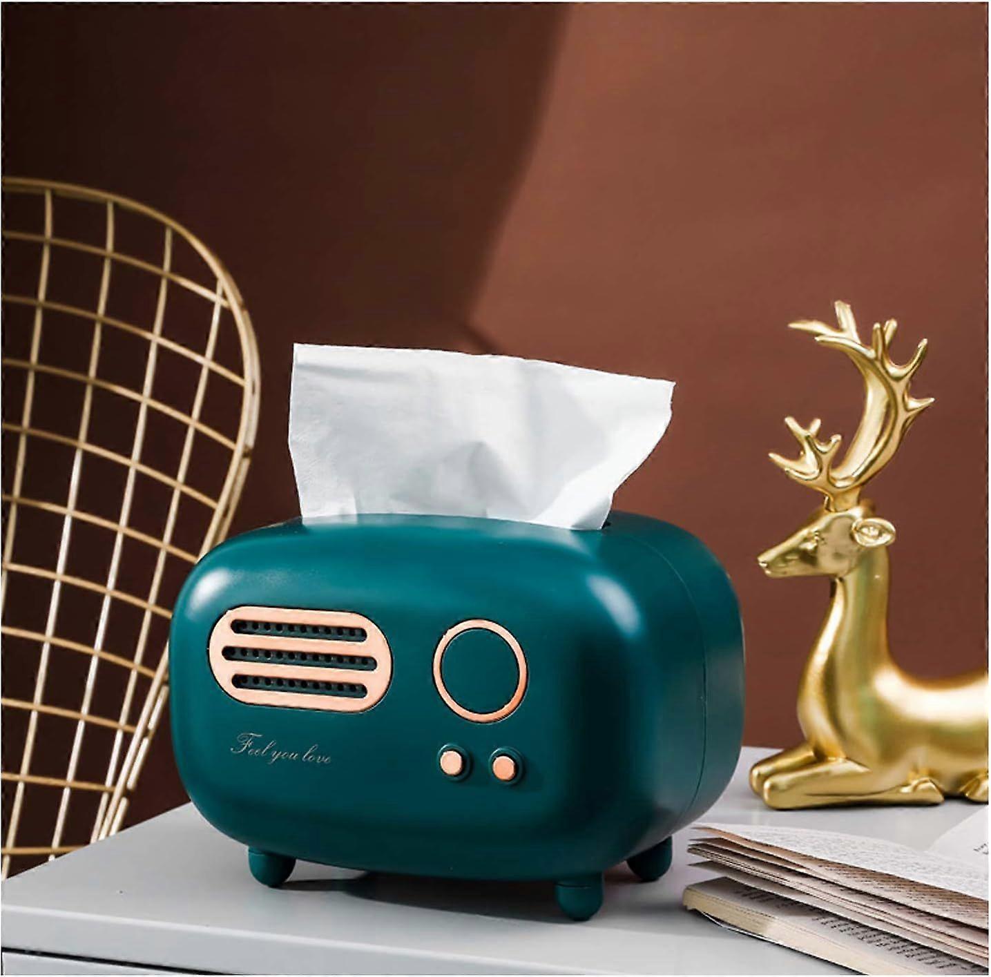 Retro Radio Shape Tissue Cover Box, Practical and Cute for Kitchen,Bathroom Vanity Countertops, Bedroom Dressers,Night Stands, Desks and Tables, Creat
