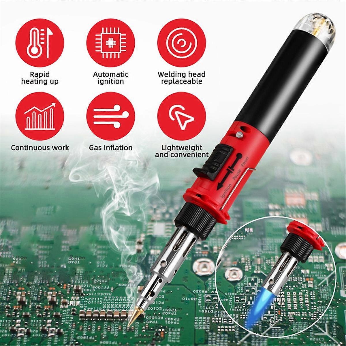 Cordless Gas Soldering Iron Heat Flame Control Welding Tool,A