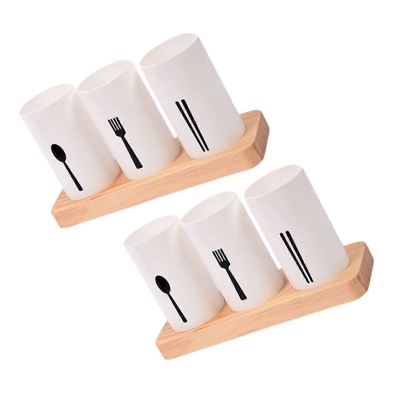 2 Sets Stylish Tray Utensil Holder Kitchen Draining Organizer