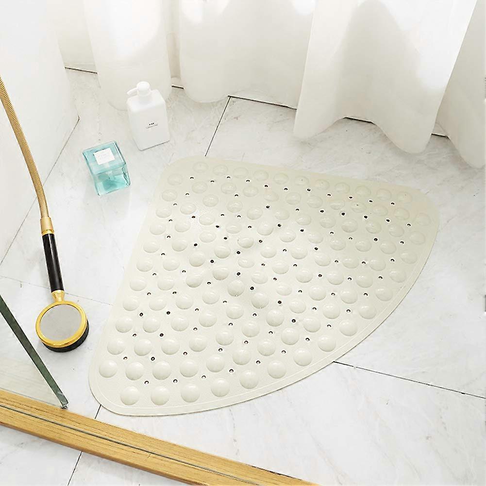 Bath Mat Non-Slip Triangle Shower Mat, Machine Washable 28 x 28 Inch, Cream Color, Suitable for Adults and Kids