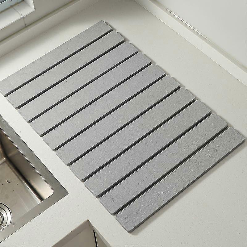 Stone Dish Drying Mats Large Light Gray for Kitchen Counter 24'(L)×16'(W)