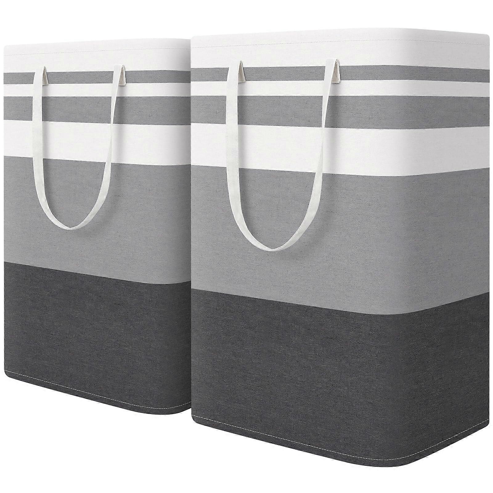 2 Pack Large Freestanding Collapsible Tall Laundry Basket for Dorm 75L