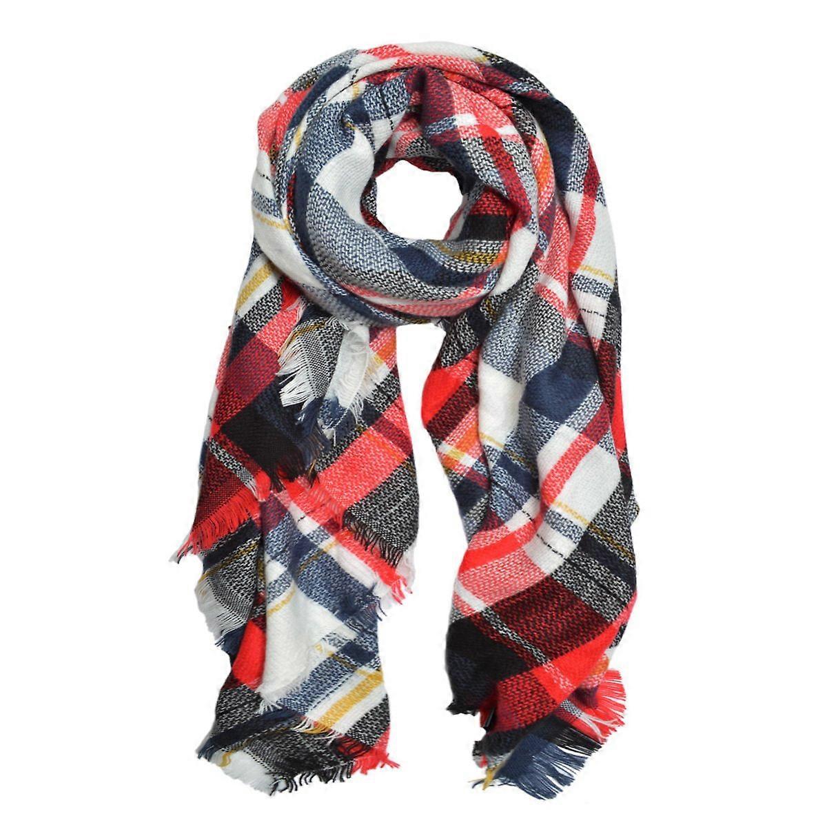 Premium Winter Large Soft Knitted Plaid Blanket Scarf Wrap in Cozy Color Options