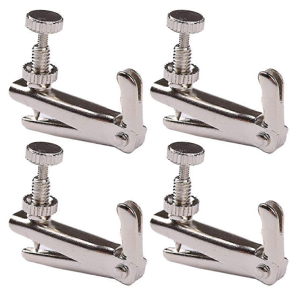 4pcs Violin String Adjuster Fine Tuning String Fine Adjuster Tuners For Violin Size S (silver)