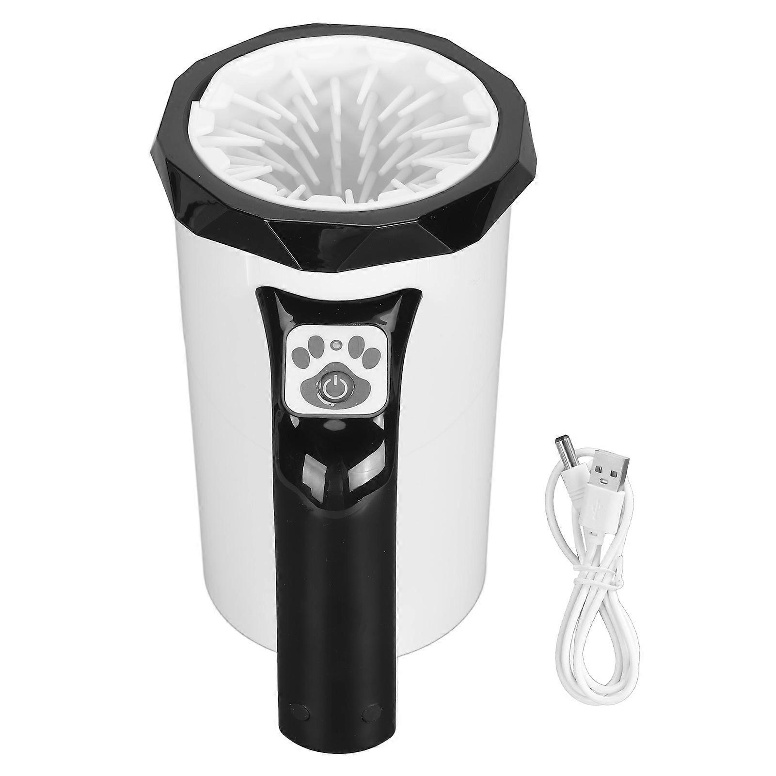 Automatic Dog Paw Cleaner, Multifunctional, Powerful, Silicone Bristles, Rechargeable, Portable, for Large Dogs, Black and White