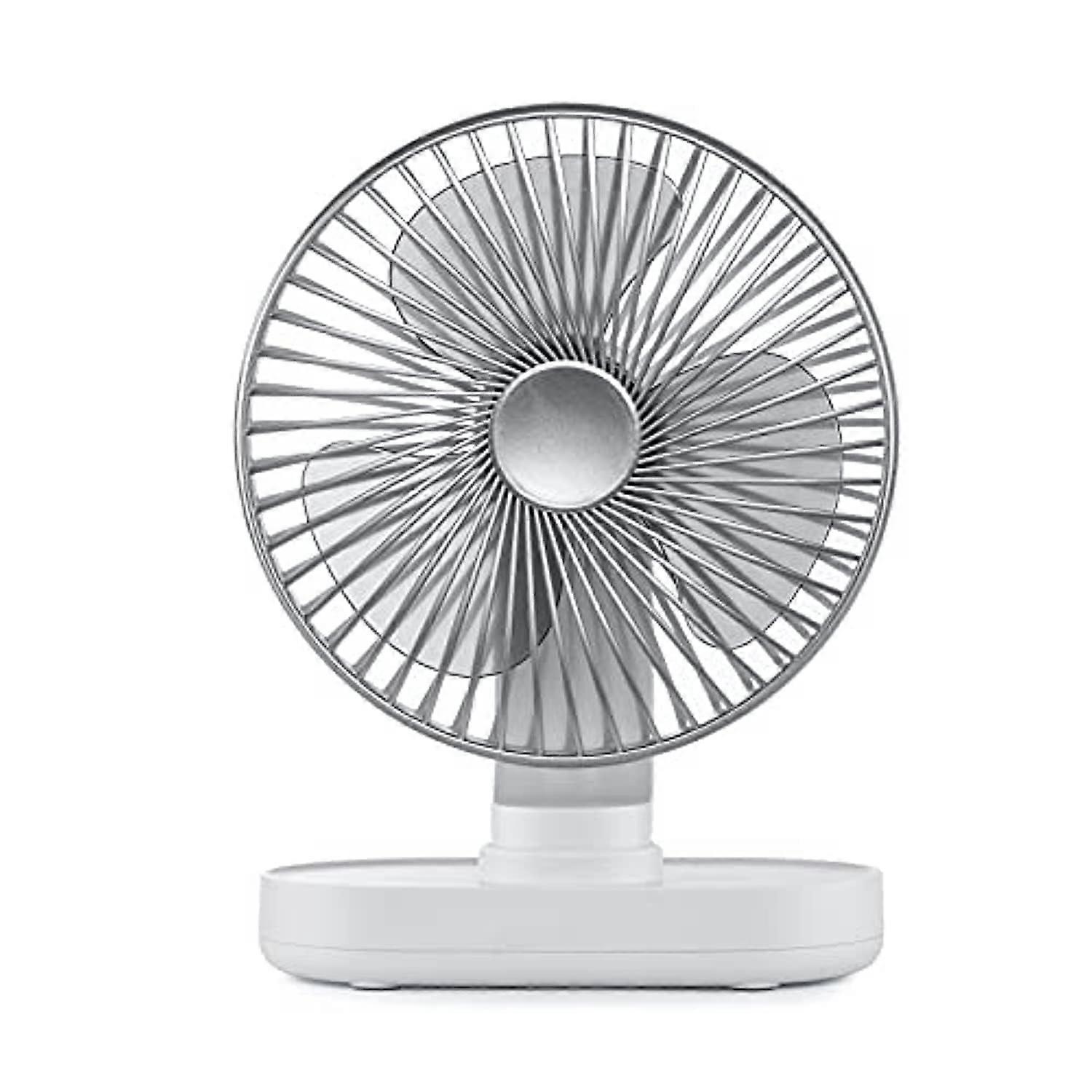 D77 White Adjustable Angle Shaking Head Silent Air Supply Large Battery Capacity 4000mAh 4 Speed ​​Mode Strong Wind Pressing Key Rechargeable Fan