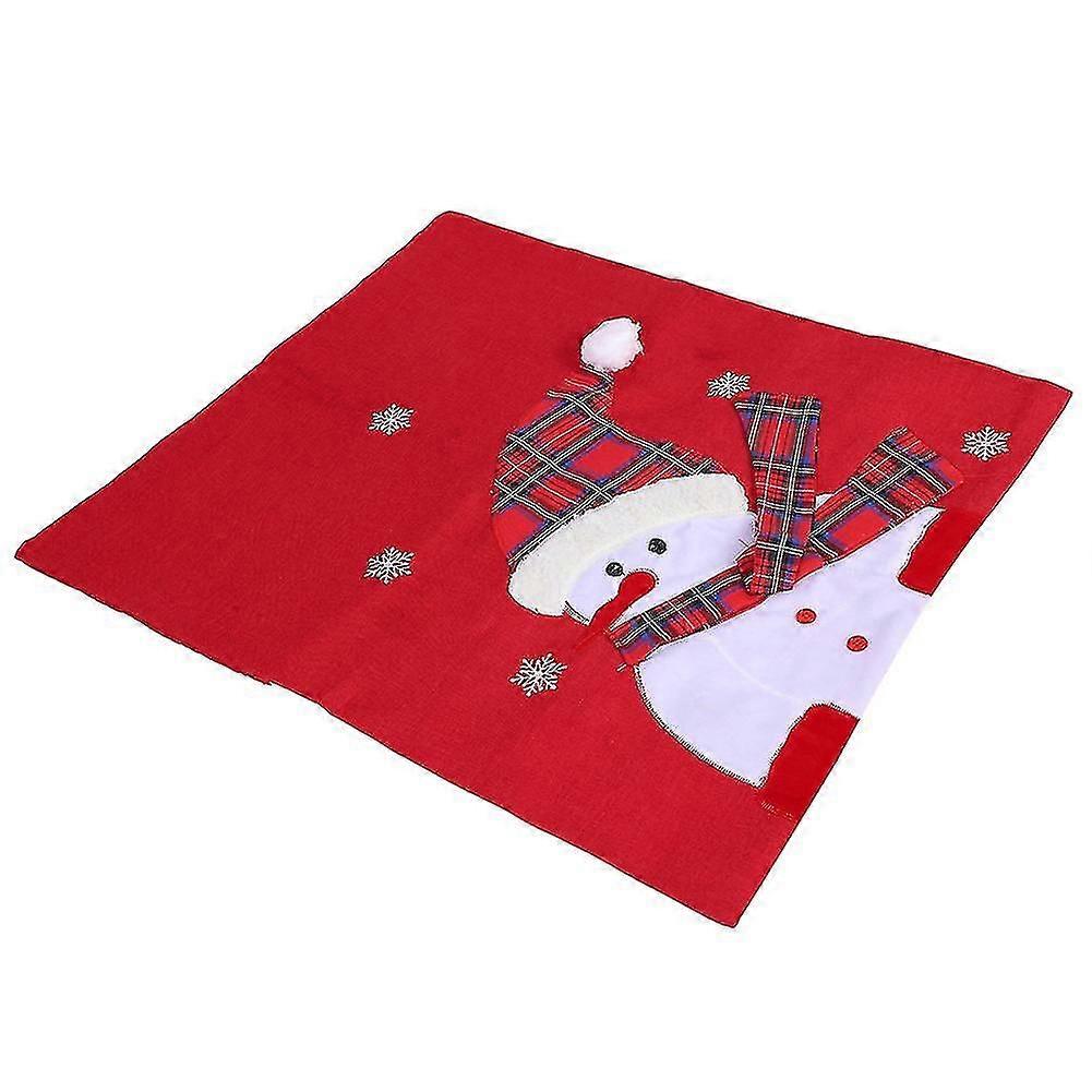 Christmas Snowman Pattern Chair Back Covers for Dining Room Home Holiday Party Family GatheringNose Left