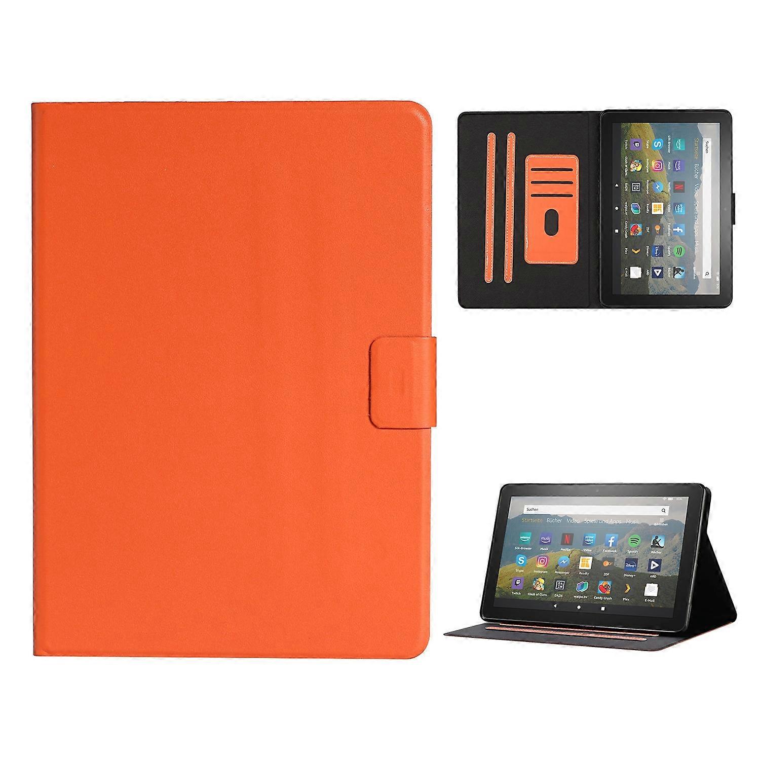 For Amazon Fire HD 10 (2021) Pure Color Horizontal Flip Leather Case with Card Slots & Holder & Sleep / Wake-up Function