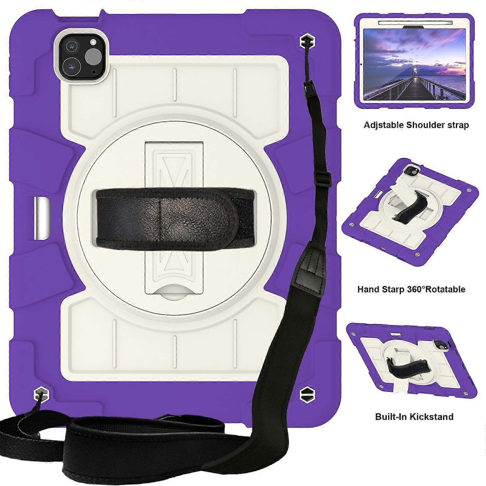 Silicone Hybrid PC Shockproof Tablet Case with Shoulder Strap