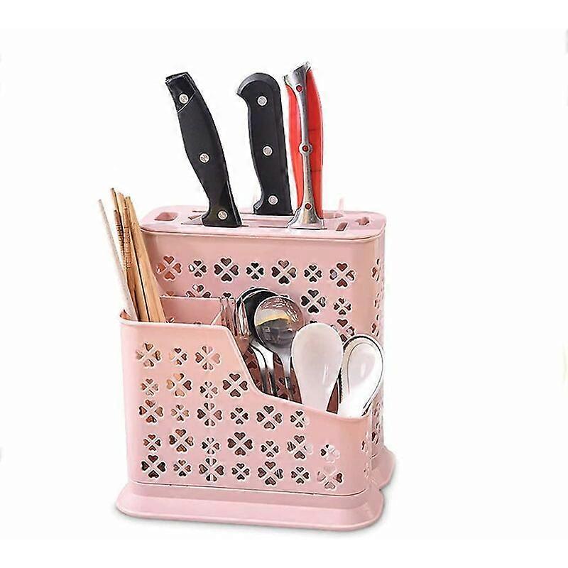 Pink Plastic Cutlery Holder for Kitchen Utensils