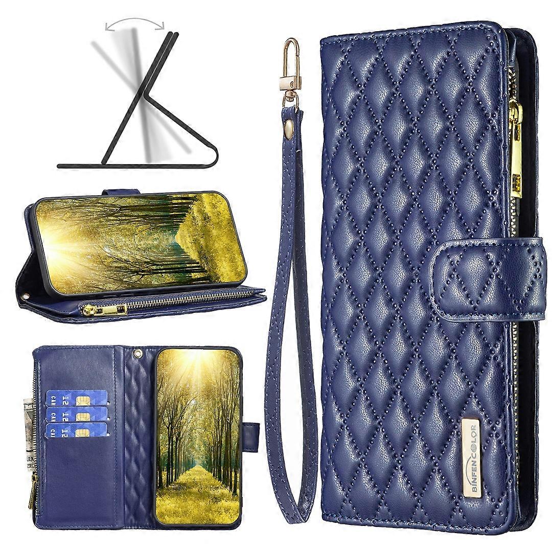 Diamond Lattice Zipper Wallet Leather Flip Phone Case