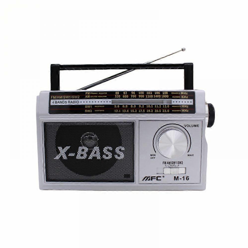 Radio Portable AM FM Shortwave - Battery Powered Rechargeable Radio or Plug in Wall, Great Sound and Strong Reception, Easy to Use, Silver