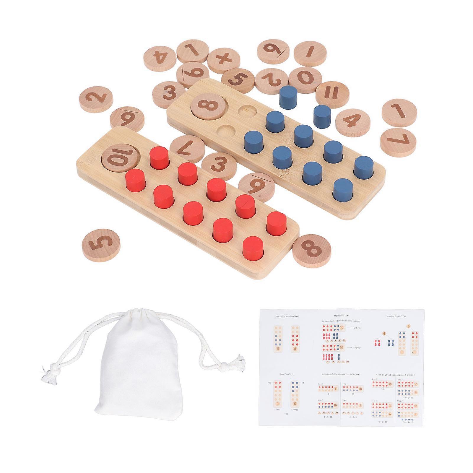 Math Pegs 10 Frames Board Counting Peg Wood Math Addition Subtraction Training Toy for Preschool