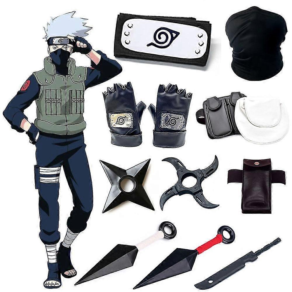 Christmas Halloween Kakashi Cosplay Accessories Naruto Gloves Kunai Mask Ninja Bag Uchiha Mittens Anime Action Figure Prop Stuff Kids Toy
