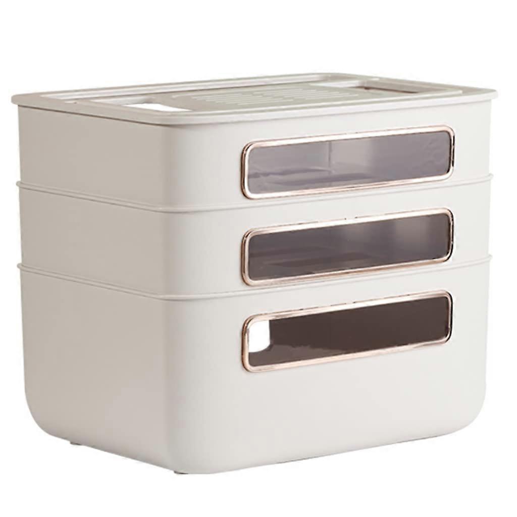 Router Box Hider - Multi-Layer WiFi Router Storage Box with Electric Cord Organizer, Milky White, 31.5x22x26cm
