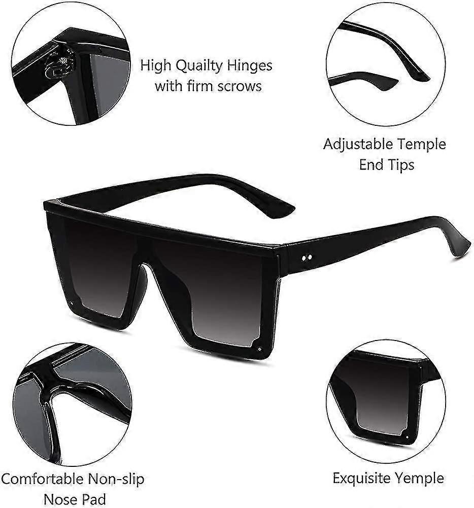 2 Pairs Oversized Siamese Lens Sunglasses Unisex Square Sunglasses Shade