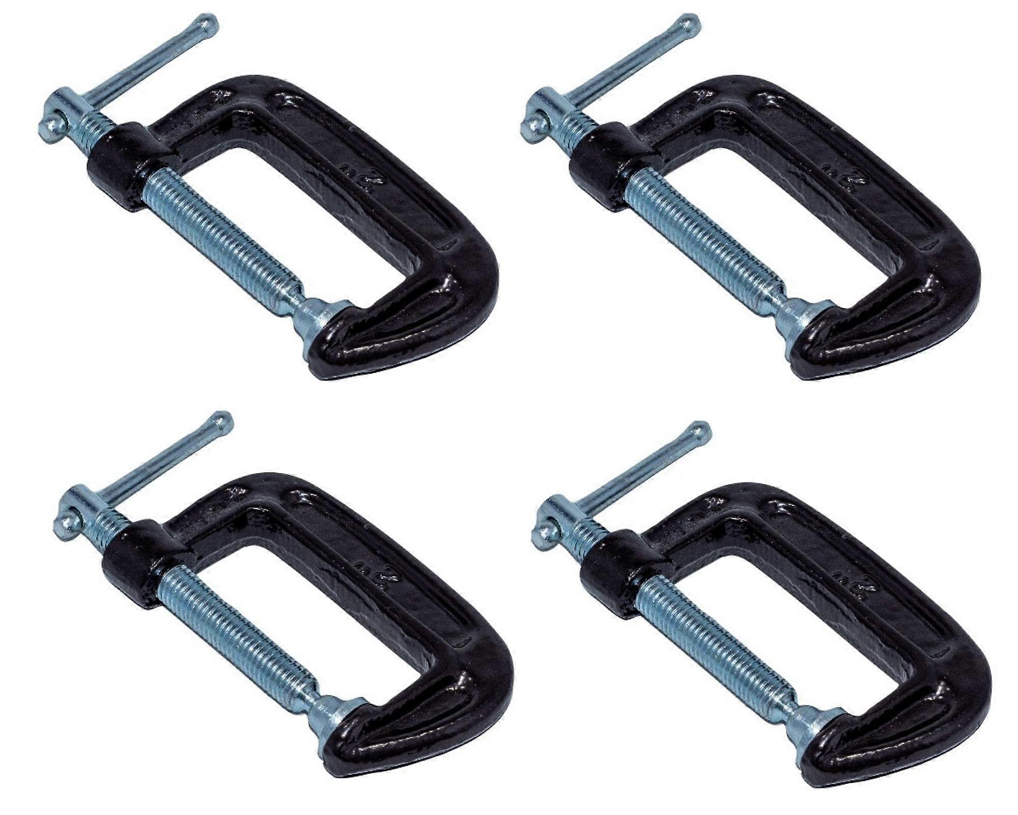 4 Inch Industrial Strength C-Clamp Set – 2 Inch Steel C Clamps for Woodworking, Welding, and Heavy-Duty Projects