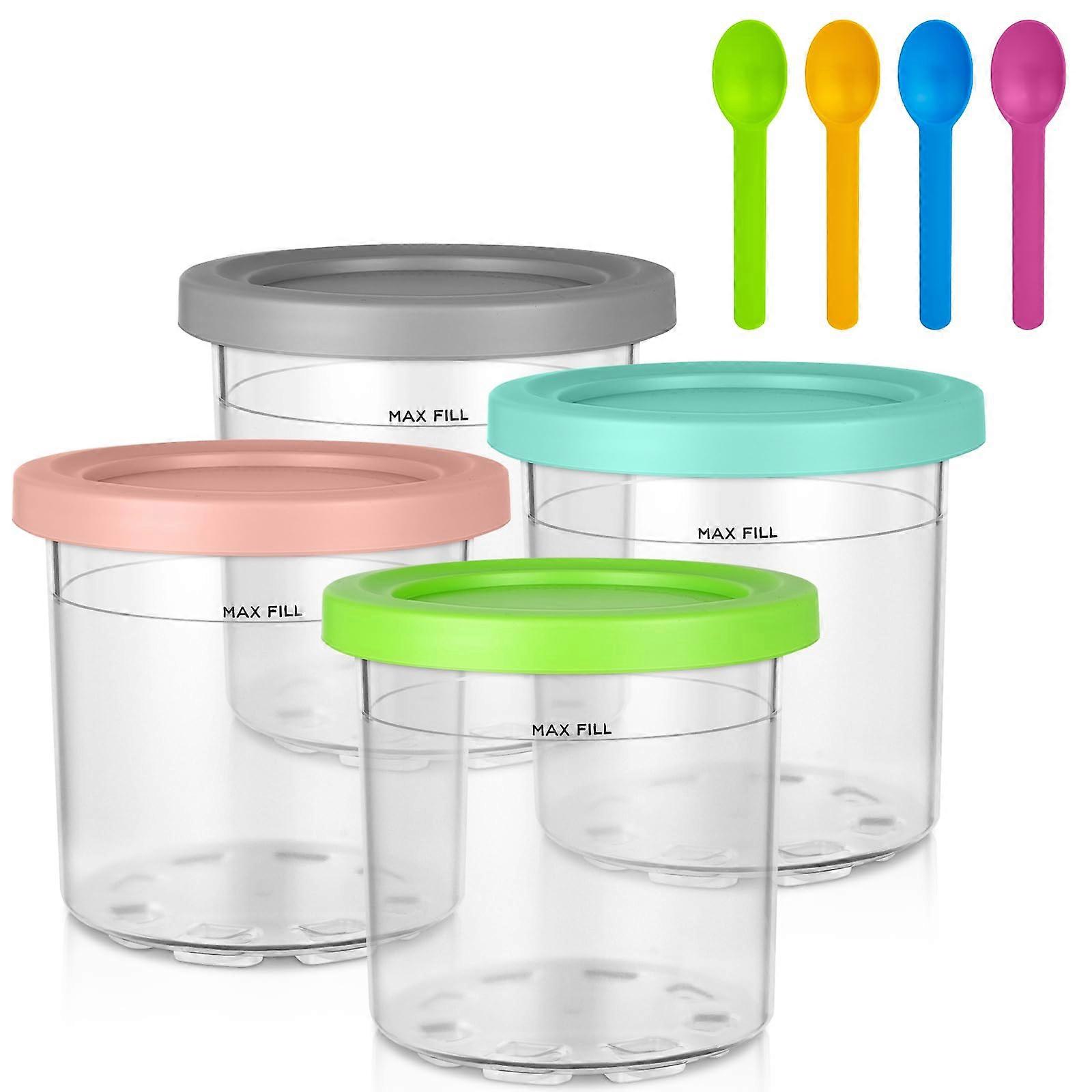 Creami Pint Containers for Ninja - 16oz 4-Pack Ninja Creami Pints and Lids Compatible with Ninja Ice Cream Maker