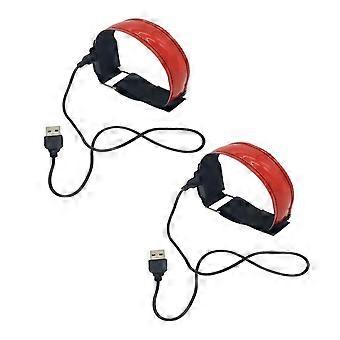 2x Rechargeable LED Lights Armbands High Visibility for Adults Running