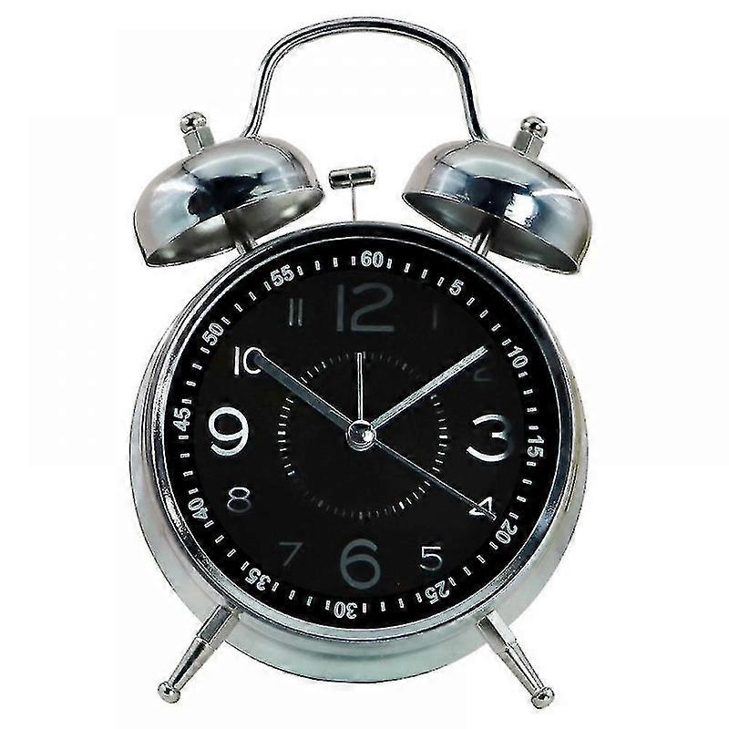Sovrum väckarklocka, analog metall väckarklocka, student heminredning skrivbord klocka O--