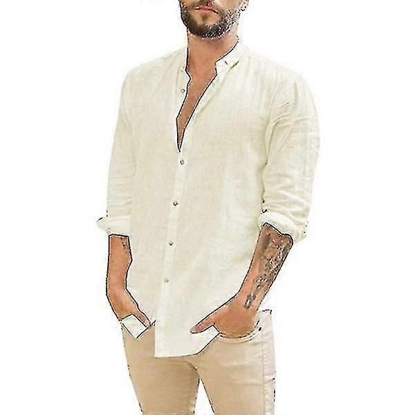 Camicie da uomomanica lunga lino button down camicie estive