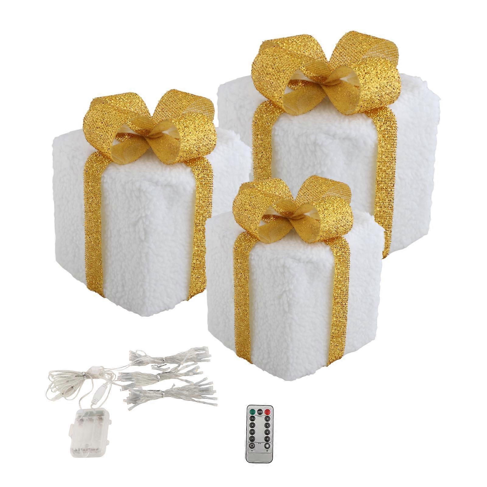Christmas Lighted Gift Boxes Set of 3 Lighted Christmas Tree Present Boxes LED
