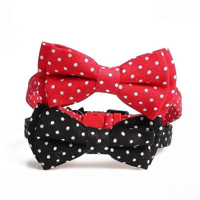 2-Piece Set of Cute Rose Color Polka Dot Collars, Cool Black Polka Dot Collars, Pet Decor for Puppie