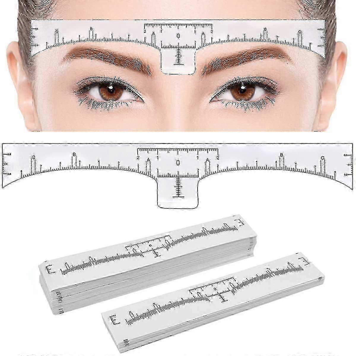 100pcs Ruler Brow Ruler Sticker Stencil Guide Measuring Tool For Makeup