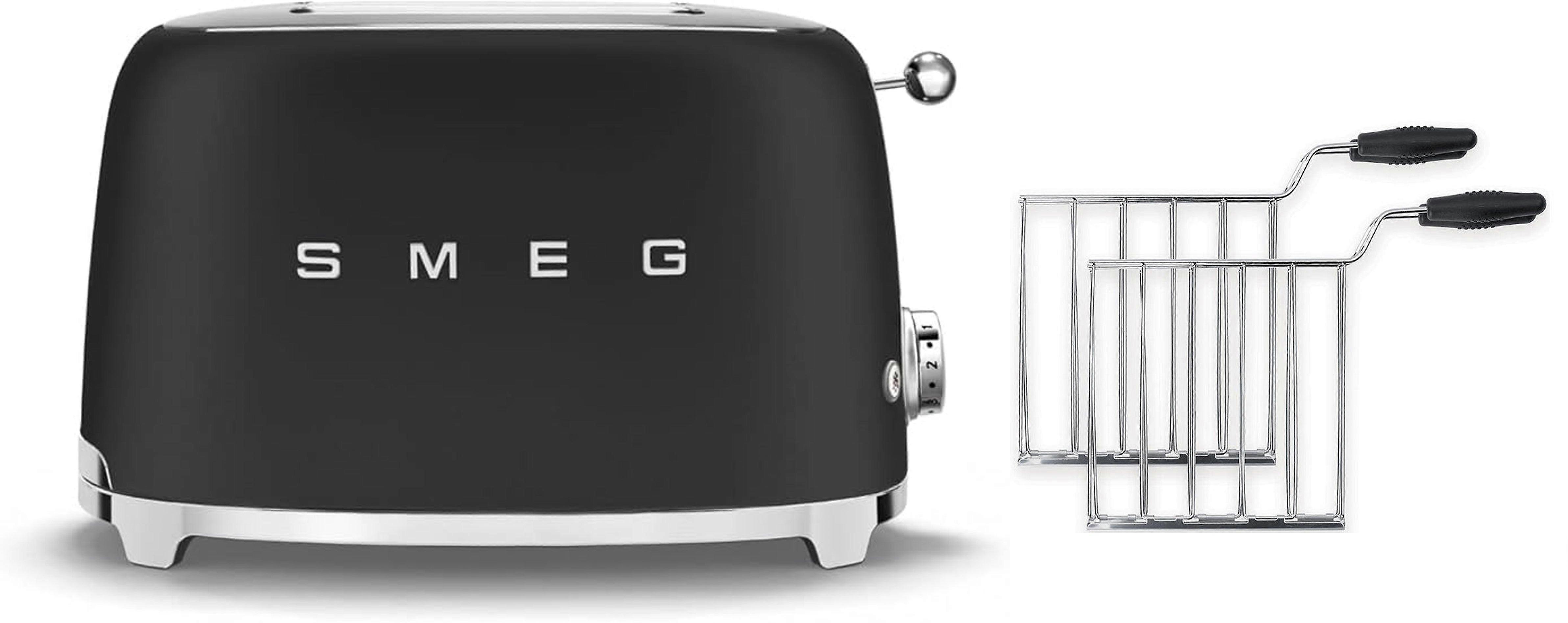 Smeg tsf01 matte 2 slice toaster + tssr01 2-sandwich racks bundle