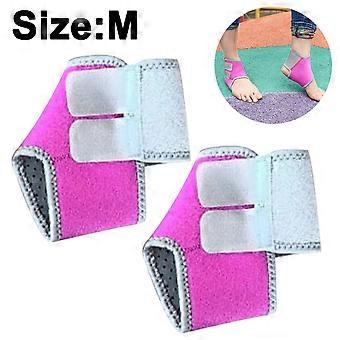 2 stk barn justerbar sklisikker ankel sene kompresjonsstøtte sport dans fotstøtte stabilisator wraps-rose rød-m