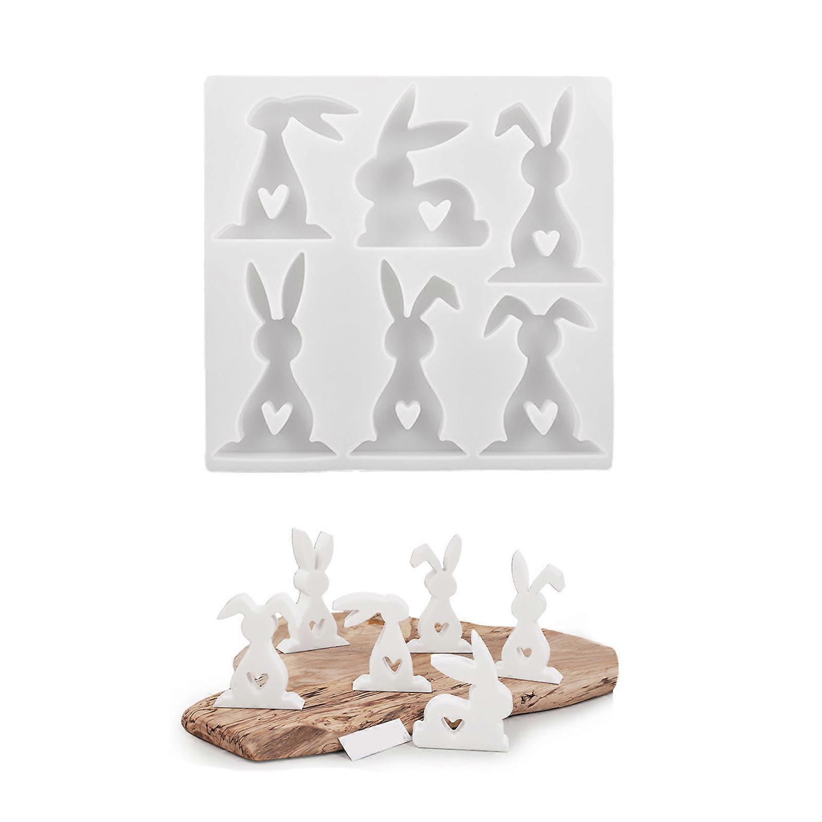 Silicone Easter Rabbit Molds Resin Project Moulds Silicone Texture Crafting Moulds for Projects and Spring Decorations Multicolor