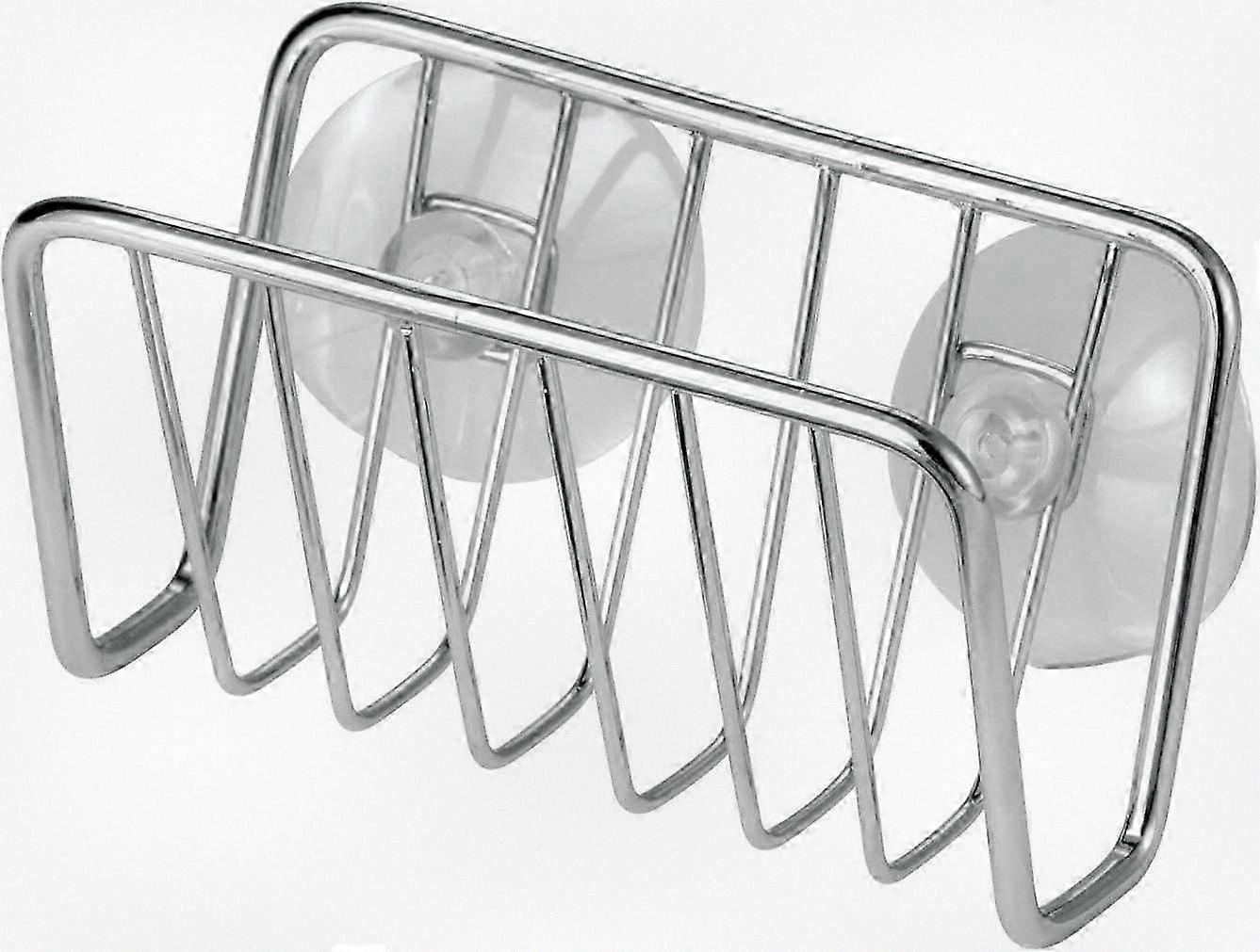 Metal Farmhouse Kitchen Sink Organizer - Compact holder for sponge, soap, scrubber - Quick drying open wire basket with robust suction cup -