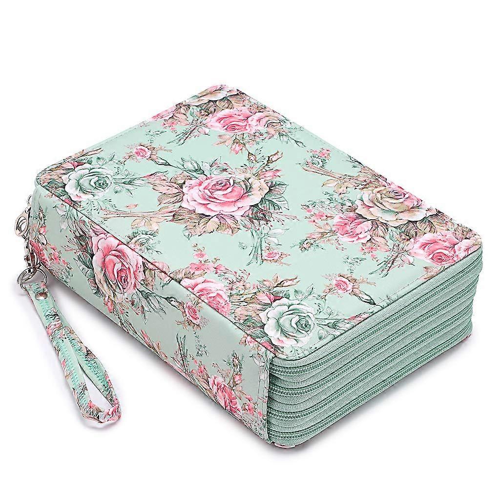 Colored Pencil Case 200 Slots Pencil Holder with Handle Strap Rose