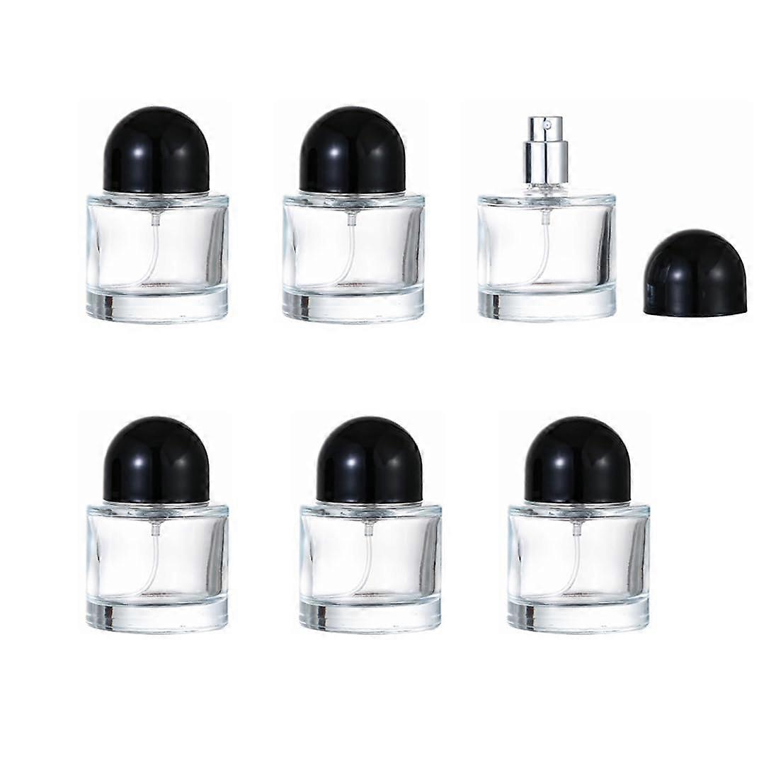 6 Pcs Round Glass Perfume Atomizer,30ml Empty Refillable Spray Bottle for Travel (Black)