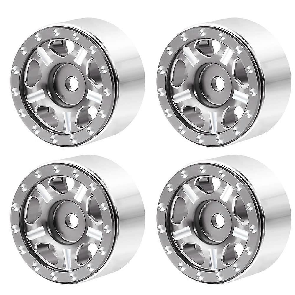 RCHub 4Pcs Aluminum Alloy 1.0' Micro Beadlock Wheels for All 1/24 Axial SCX24 90081 RC Crawler Car (Titanium)