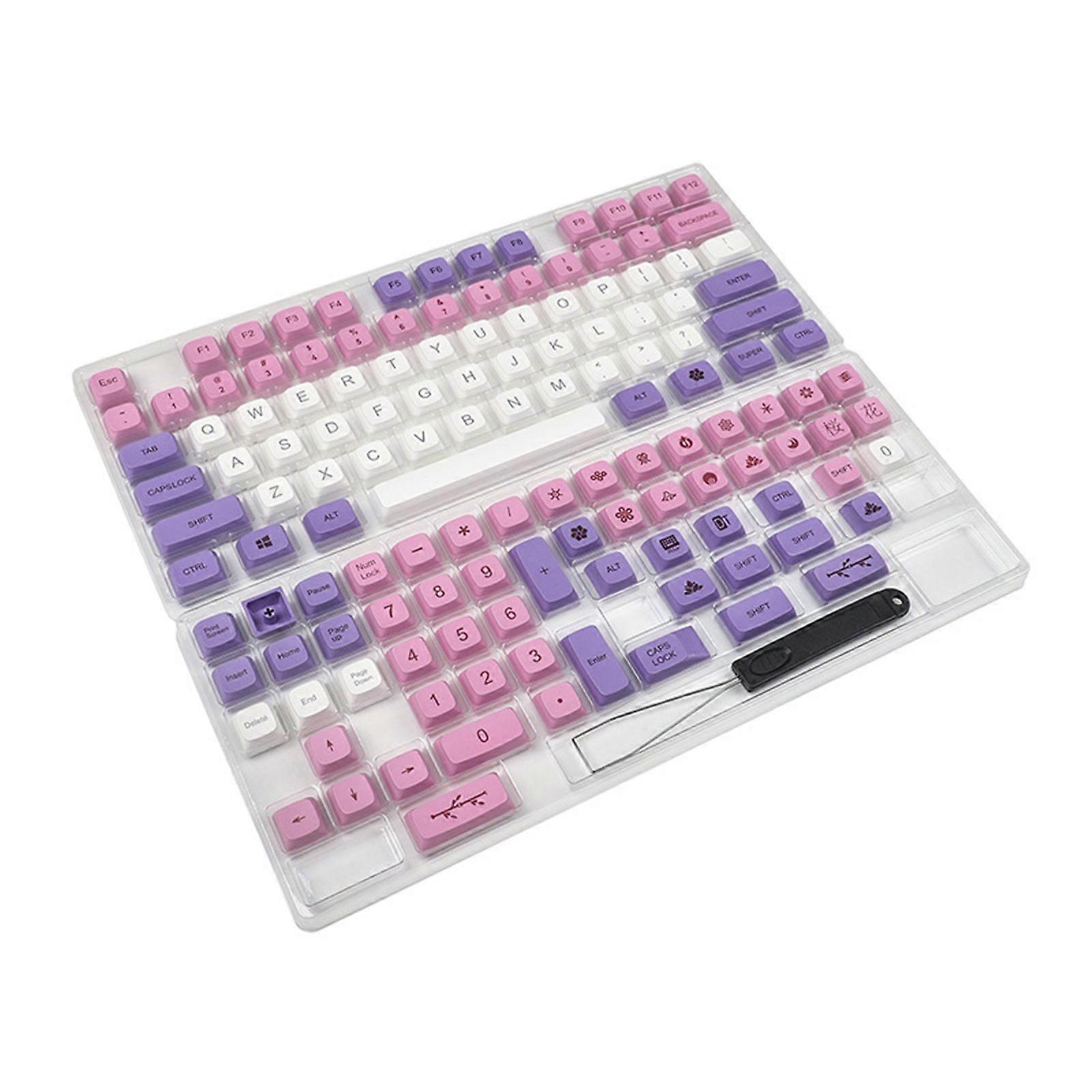 Keycaps Set ZDA Profile for Mechanical Keyboard 134 Keys DyeSub PBT Purple Pink Keycap Personality DIY Key Cap Multicolor