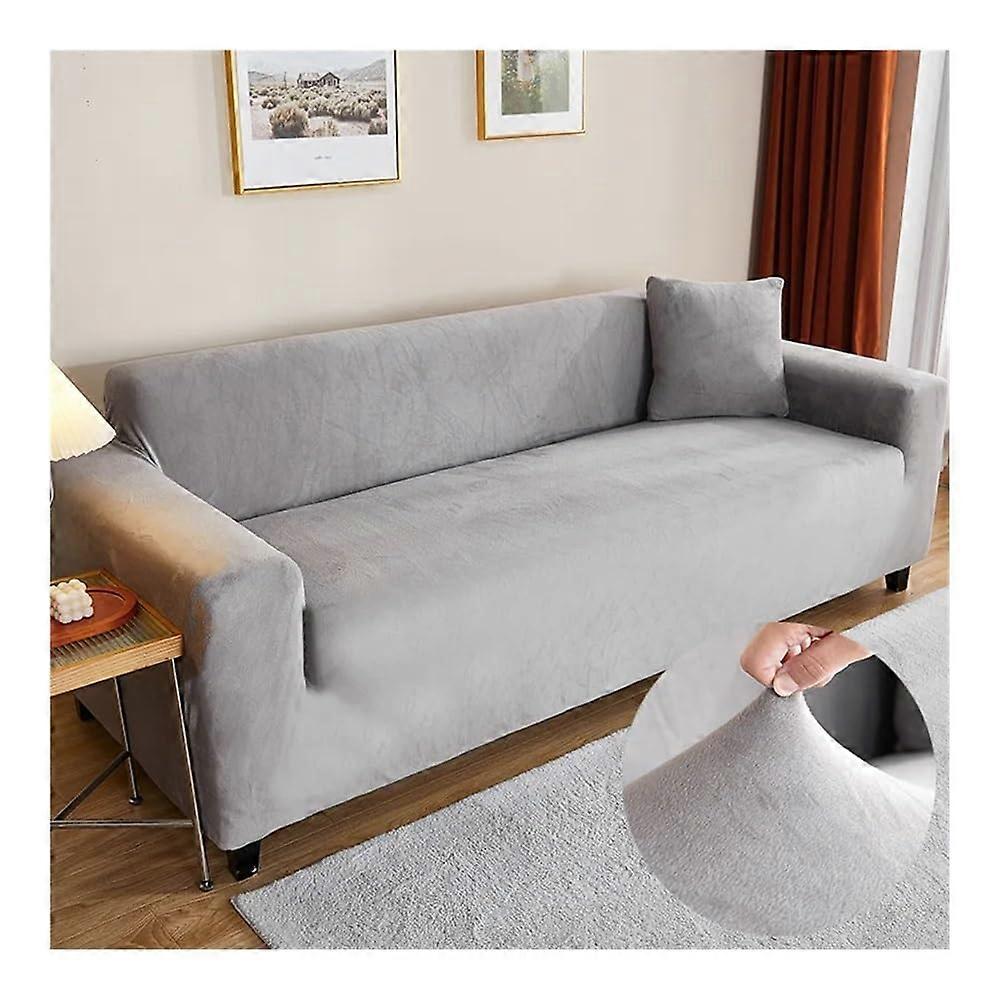 Same, plain, thick, elastic sofa cover, nonslip, faux furniture protection (color 02, 1seater 90–140 cm)