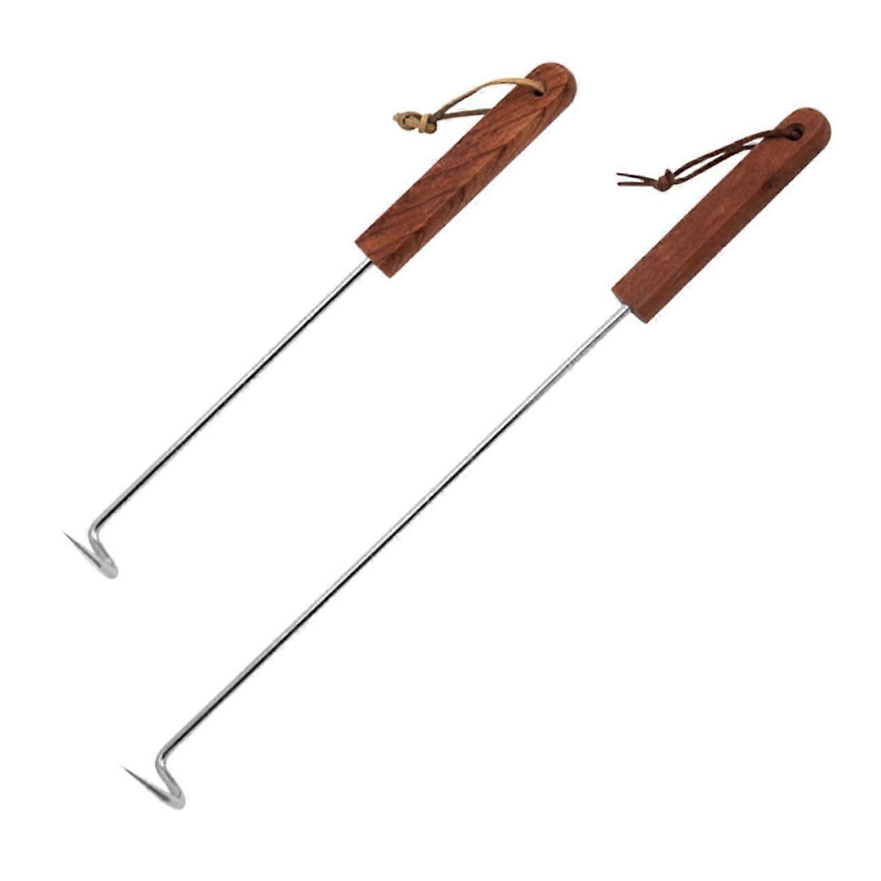 Pack of 2 Meat Hook Turner Swivel Hook for Drain Grate Hooks Lifting Hooks Food Fin and Meat Hook Flipper Reversible Hook Stainless Steel 1